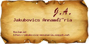 Jakubovics Annamária névjegykártya